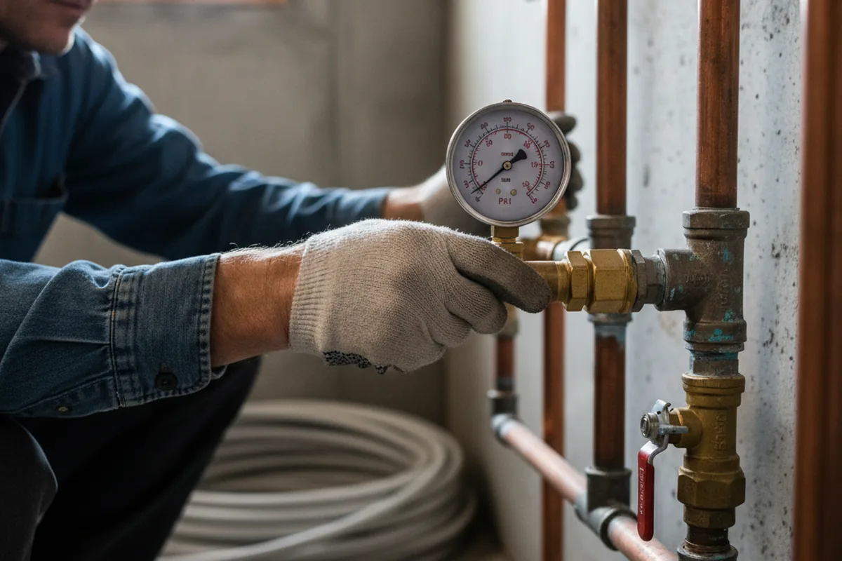 Pressure testing a repaired line during Water Line Repair in West Barnstable